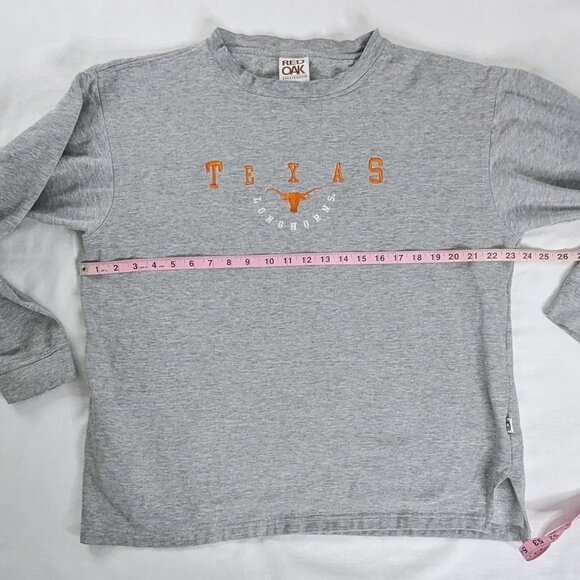 VTG Texas Longhorns Gray Orange Embroidered Crewneck Sweatshirt Side Slits - Picture 5 of 6